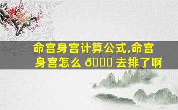 命宫身宫计算公式,命宫身宫怎么 🐟 去排了啊